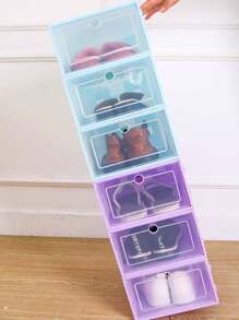 Caja de almacenamiento de zapatos de plástico plegable, Armario de combinación apilada, Polvo grueso, 6 pcs - Multicolor - Ver 7