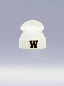 1 件儿童 26 字母针织帽，温暖、可爱、日常时尚、返校 - 白色 - 查看 41