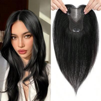 Hair Toppers For Women Real Human Hair, 360° Hair Topper No Bangs, Upgrade Lace Base Human Hair Toppers For Women