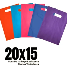 50 Sacolas Alça Boca de Palhaço 15x20, 20x30 e 30x40 Escolha a Cor
