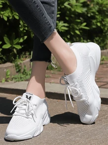 Tenis mujer ofertas, tenis para mujer, tenis deportivos para mujer, zapatos de playa transpirables con malla tejida, con suela suave y moderna, Ofertas Mujer. - Blanco - Ver 6