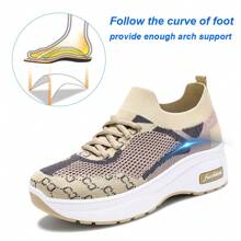 Orthopedic Sneakers For Women Stretch Slip On Mesh Comfortable Workout Running Shoes Outdoor Walking Sneaker Women's Fashionable Height Increasing Sneakers - Apricot - View 5