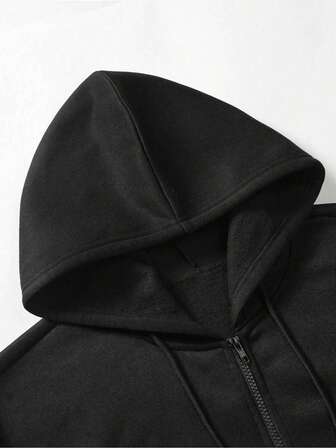 هودي رجالي مخمل سحاب لون أحادي للخريف والشتاء، دافئ للخارج، أكمام طويلة