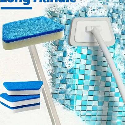 1 件长柄浴室和瓷砖清洁刷，带海绵替换装，家居浴室装饰，秋季装饰，返校季