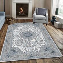 1 pieza Alfombra de área estilo bohemio roja, adecuada para decoración de dormitorio y sala de estar, uso en interiores, alfombras y tapetes decorativos para el hogar, baño, decoración exterior, felpudo de entrada, decoración de otoño, accesorios de baño, decoración de regreso a la escuela - Gris - Ver 4