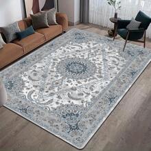 1 pieza Alfombra de área estilo bohemio roja, adecuada para decoración de dormitorio y sala de estar, uso en interiores, alfombras y tapetes decorativos para el hogar, baño, decoración exterior, felpudo de entrada, decoración de otoño, accesorios de baño, decoración de regreso a la escuela - Gris - Ver 2