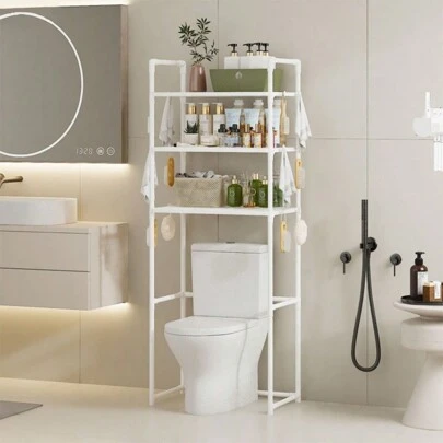 Estante de almacenamiento 3 NIVEL para el baño de pie para el piso del inodoro, estante sobre el inodoro, organizador de almacenamiento de soporte de baño, color blanco,decoraciones de Halloween, disfraces de Halloween, decoración de otoño, decoración de festivales