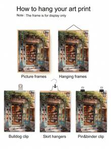 1 pieza Póster de arte botánico vibrante de la biblioteca - Sin marco, diseño art decó, orientación vertical, arte de tinta de alta calidad sobre superficie de lienzo, ideal para sala de estar, dormitorio, dormitorio, decoración interior, sin marco necesario, arte de pared fotográfico perfecto, idea de regalo única