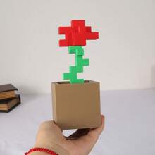 1 件像素化花卉装饰，塑料材质，适用于卧室和客厅装饰，独特的家居装饰品，无需电源 - 彩色 - 查看 9