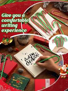 3 支圣诞糖果棒圆珠笔 - 节日雪人和雨伞设计，黑色墨水，非常适合节日办公用品和派对礼品， - 彩色 - 查看 4