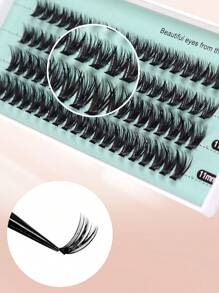 4D 80 chiếc lông mi giả C Curl 0,07mm dài hỗn hợp, lông mi cong mềm mại giúp mắt to tự nhiên, thích hợp sử dụng ở nhà hoặc ngoài trời, tiệc tùng và trang điểm - màu đen - Xem 4