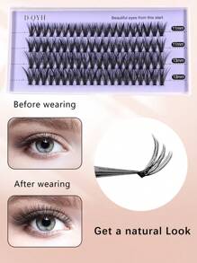 4D 80 chiếc lông mi giả C Curl 0,07mm dài hỗn hợp, lông mi cong mềm mại giúp mắt to tự nhiên, thích hợp sử dụng ở nhà hoặc ngoài trời, tiệc tùng và trang điểm - màu đen - Xem 8