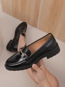 Women's Flat Loafers Slip-On Comfortable Versatile Classic Oxfords - Black - View 6