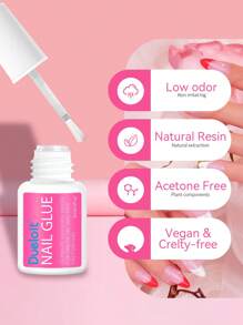 8ml Super Strong Nail Glue For Nail Tips, Acrylic Nails And Press On Nails , Long Lasting Nail Glue For Acrylic Nails Fake Nails Tips Nail Glue Gel,Random - 粉色 - 查看 2