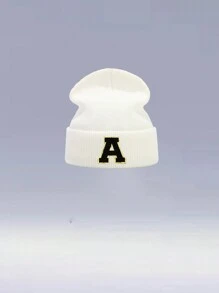 1 件儿童 26 字母针织帽，温暖、可爱、日常时尚、返校 - 白色 - 查看 56