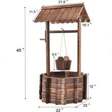 Wishing Well Planter With Hanging Bucket And Roof, Flower Plants Planter Wishing Wells For Outdoors Backyard Patio Garden Lawn Outside Decor - 1 - View 3