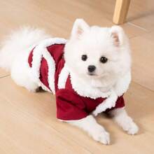 1 pieza Chaleco rojo vino de poliéster de unicolor de felpa, chaqueta de invierno cálida para mascotas pequeñas/medianas - Burdeos - Ver 5