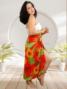 Women's Wrap Skirt, Straight Wrap Skirt - Đỏ - Xem 2