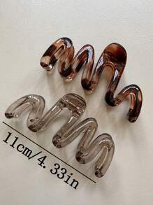 4pcs/1pc Women Wavy Large 4.3 Inch Black/Amber/Brown Lightweight Plastic Hair Claw Clips, Fashion Versatile High-End Simple Ombre Solid Color Hair Accessories For Daily, Leisure, Party, Work, Travel, Ponytail, Bun, Washing Face, Makeup, Outfit Match Hair Jaw Clip Hair Clamps Hair Clutch Hair Catcher Clip, Elegant, School Stuff, College Fall Winter Hair Clip For Vacation Outfits Woman