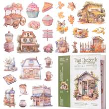 Journaling Sticker Book, 50 Sheets Scrapbook Stickers, Junk Journal Supplies, Pre-Cut Aesthetic Washi Materials, Watercolor Scrapbooking For Adults, Decorative Ephemera Bullet Planner Arts Craft