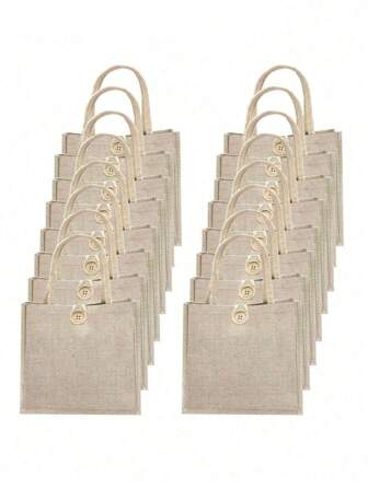 Sacolas de Linho, Sacolas Brancas, Sacolas de Compras Reutilizáveis, Fashionable e Versáteis, Sacolas de Presente para Reunião Anual, Você Pode Fazer Design DIY Nelas, Simples e Elegante, Sacolas de Presente para Damas de Honra do Casamento