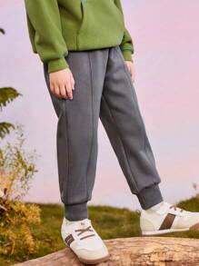 mini bala Tween Boys 远红外保暖内衬长裤 2024 秋冬新品系列 - 中灰 - 查看 3