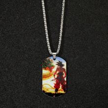 1 pieza Colgante de acero inoxidable con doble cara de moda con estilo clásico y de sangre caliente, inspirado en el personaje animado Goku de Dragon Ball