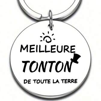 1 Stück französisches Geschenk für den besten Onkel, Schlüsselanhänger aus Edelstahl, Weihnachts- und Erntedankgeschenk für Onkel, Taschenbehang, Auto, Lehrer, Freund, Schwester Geschenkideen