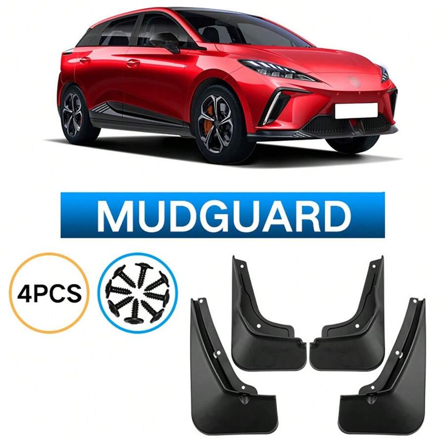 4Pcs Mud Flaps Splash Guards Mudguard With Fastener Screws Kit No Drilling Mudguards Mudflaps Front And Rear Side Compatible For MG4 EV 2022-2023 - Black - View 1