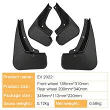 4Pcs Mud Flaps Splash Guards Mudguard With Fastener Screws Kit No Drilling Mudguards Mudflaps Front And Rear Side Compatible For MG4 EV 2022-2023 - Black - View 3