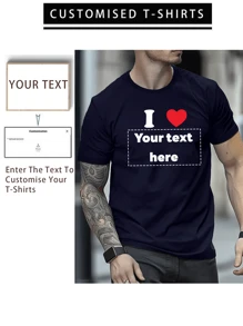 Áo thun nam tay ngắn rộng rãi theo phong cách bạn trai cá nhân hóa, cá nhân hóa bằng văn bản của riêng bạn Áo phông tùy chỉnh để thiết kế áo phông cho tiệc tùng, nhóm, cặp đôi phù hợp, đồng phục công sở, gia đình - Màu xanh hải quân - Xem 1