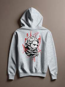 Sweatshirt Blouse Greek Statue Poetry Streetwear Over Print Cang 0257 NERD VEST - Xám - Xem 1