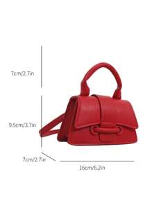 Túi đeo chéo mini cho bé gái, túi xách màu trơn, túi tote thời trang. - Đỏ - Xem 3