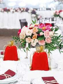 10个/5个装天鹅绒束口袋，适用于珠宝、婚礼回礼、珍贵纪念品、生日派对、乔迁之喜、促销活动、情人节、2026新年等场合。天鹅绒束口袋，婚礼珠宝袋，红色礼品袋，派对回礼，节日用品，感恩节，万圣节，圣诞节，冬季礼物，装饰品。 - 紅色 - 查看 7