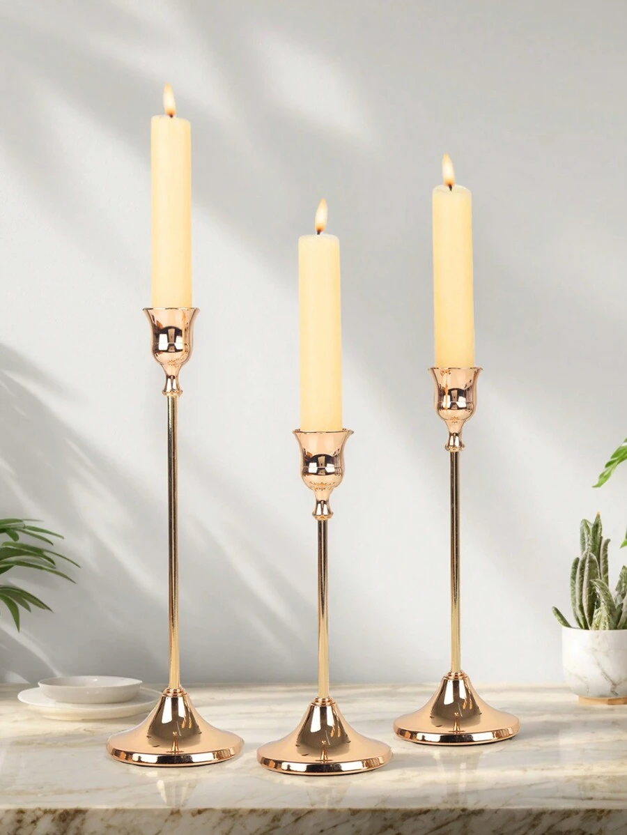 2 szt./3 szt. Świecznik, Retro Długi Świecznik, Do Centralnej Części, Rekwizyty Do Zdjęć Na Kolacji Przy Świecach, Dekoracja Na Rocznicę Ślubu, Urodziny, Randka, Atmosfera Dekoracji, Stół Salon Wystrój Domu