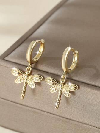 1 par vintage kopparfärgade hängsmycke örhängen, minimalistiska djursmycken, present till kvinnor på födelsedag eller datum