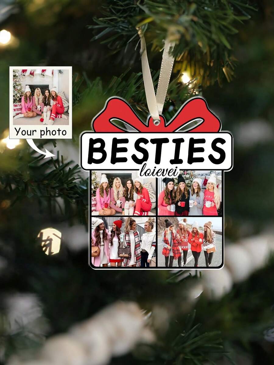 Customized Besties Photo Christmas Ornament 2024, Personalized Best Friend Forever Xmas Ornament, Picture Soul Sister BFF Bestie Ornament, Personalized Besties Ornament Christmas Add Picture,Personalized Gifts, Holiday Gifts, Valentine's Day, Christmas, Personalized Decorations