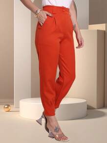 CARROT JOGGER PANTS TAILORED FOR WOMEN WITH ZIPPER HEM - Russet Orange - View 2