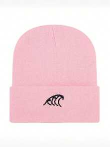 1 chiếc mũ trượt tuyết Unisex, mũ len dệt kim thêu sóng phong cách Y2K, mũ ấm mùa đông đa năng chống lạnh ngoài trời, thích hợp để đi làm - nghề thêu - Xem 5