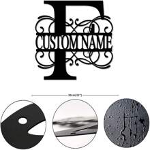 CIF BUY Nghệ thuật treo tường bằng kim loại được cá nhân hóa - Chữ cái đầu tùy chỉnh & Tên gia đình, Thiết kế chùm sáng | Đồ trang trí bằng sắt thép tái sử dụng cho nhà, hiên nhà, vườn - Nhiều màu - Xem 13