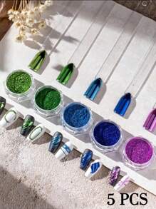 3/5/8盒装魔镜粉、闪光粉、金属颜料、节日美甲装饰、DIY指甲饰品、指甲宝石、指甲用品、秋冬指甲粉、大地色指甲粉 - 彩色 - 查看 13