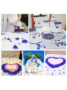 2000片人造丝玫瑰花瓣装饰，黑色，适用于婚礼、派对、万圣节装饰、礼盒填充物、浪漫玫瑰、求婚玫瑰花瓣、黑色、婚礼装饰、家居装饰、房间装饰、派对礼品、新娘礼物、生日、毕业典礼、单身派对等多种场合。 - 藍色 - 查看 5