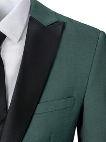 Mens Suits 3 Piece Dark Green Slim Fit Tuxedo Double Breasted Prom Dress Suits Men Jackets Blazer Vest Pants Concert Graduation Season Size XS-3XL Men's Autumn Winter Suit Sets For Wedding Dress Valentine's Day - Dark Green - View 5