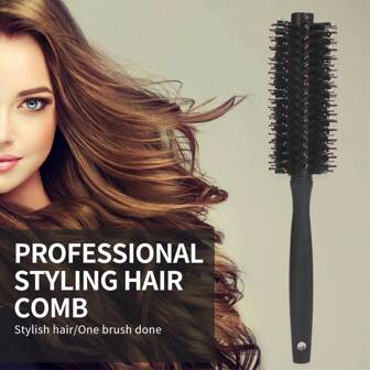 1pc/3pcs Wood Grain Non-Slip Handle Round Barrel Hair Brush, Nylon Curling Tongs For Hair Styling, Oil Control And Exfoliation, Suitable For All Hair Types And Lengths, Dry Or Wet, Male And Female, Black, Hair Brush, Comb, Hair Tools, Hair Products And Accessories For Barber Salon Beauty Travel Essentials, Back To School, Travel Holiday Essentials, Brush, Hair Brush, Wooden Comb, Hair Brush, Mini Hair Brush, Detangling Brush, Hair Brushes, Curly Hair Brush, Hairdressing Equipment,Travel Essentials,Travel Essential,Hairstyle,Hairdressing,Hair Brush,Slick Back Brush,Styling Brush,Curly Hair Brush,Edge Brush,Hair Comb,Brush Hair,Hair Brush Set,Comb Hair,Comb For Curls,Detangling Brush,Hair Brush For Women,Hair,Travel,Hair Products,Hair Tools,Hair Stuff,Barber,Barber Accessories,Barbershop,Hairdressing Equipment