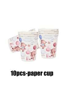 68 Piece Set,Made Of Materials, Including Disposable Paper Plates, Pink Blue Goodnight Bear Themed Paper Plates, 7-Inch Paper Plates, 9-Inch Cardboard, Disposable Party Plates, Materials, Paper Plates, Party Accessories, Party Decorations, Dessert Plates, Used For Parties, Gatherings, Barbecues, Picnics, Camping, Mother Gifts, Birthday Themed Parties And Cutlery Sets, Plates, Tissues, Paper Cups, Home Decor, Holiday Supplies, Children's Gifts, Disposable Paper Plates