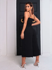 PANTACOURT OVERALLS WITH REGULAR STRAP, ZIPPER AND SIDE POCKETS, ELEGANT CASUAL SUMMER FASHION. - 黑色 - 查看 2