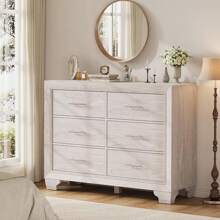 6 Drawer Dresser For Bedroom, Modern Chest Of Drawer Storage Organizer, Tall Dresser TV Stand With Silver Handle For Living Room, Hallway, Entryway - Xám - Xem 1