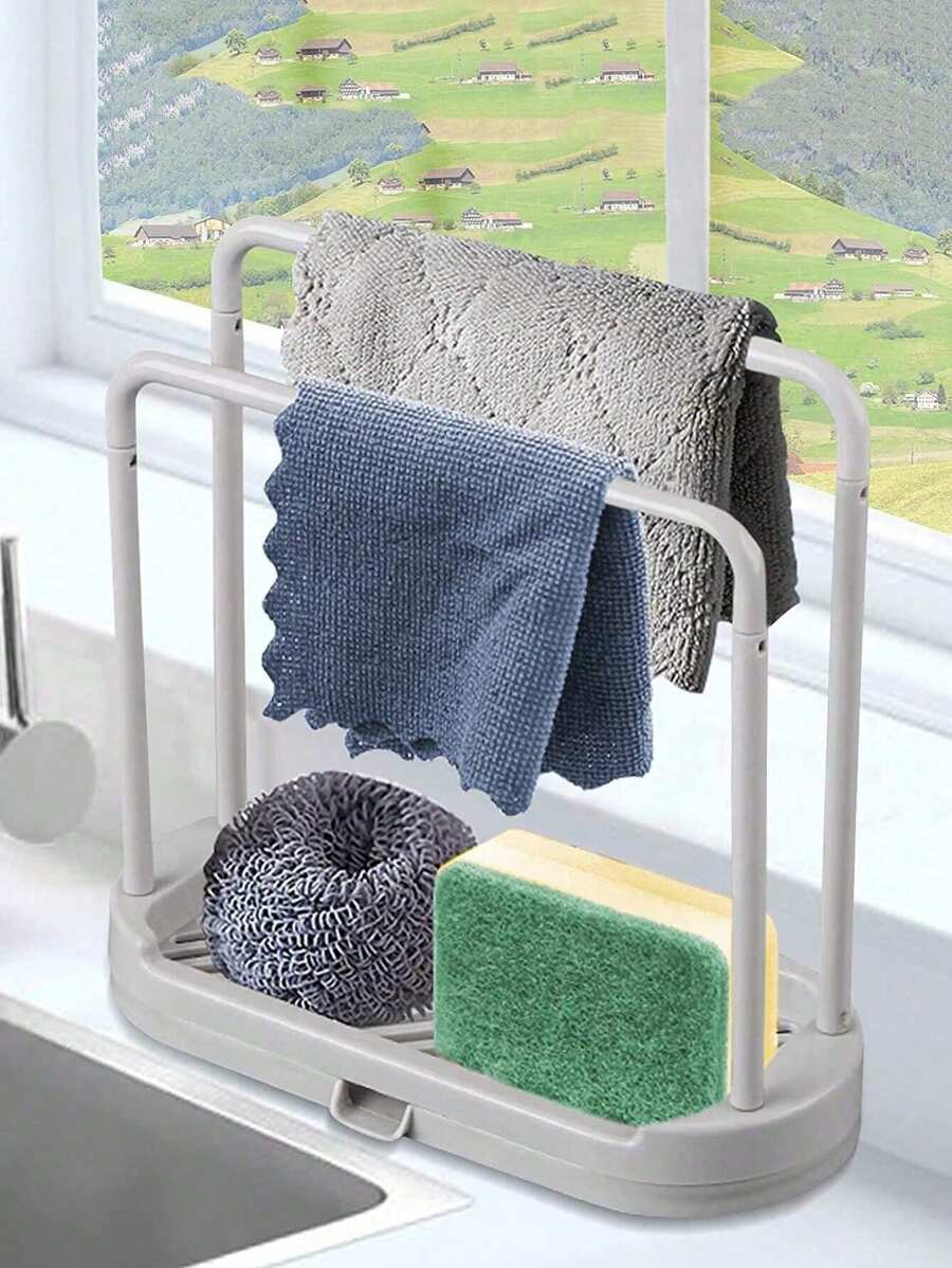 1pc Kitchen Sink Caddy Organizer Tray, Suitable For Storing Sponges, Dishcloths, Scrub Brushes, Cleaning Rags, Etc.