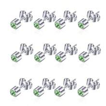 6 perechi de cercei din oțel placat cu aur pentru piercing la ureche, piatră de naștere, CZ, cercei, cercei, bijuterii pentru corp pentru cartilajul tragus