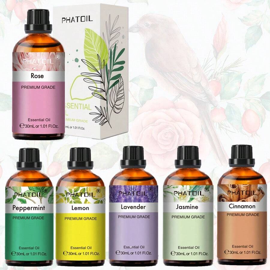 1瓶30毫升/1.01液盎司优质精油，适用于香薰机、加湿器、DIY香水、肥皂和蜡烛制作——薰衣草、茉莉、尤加利、香草、薄荷、檀香、乳香、甜橙、依兰、柠檬、玫瑰、佛手柑、茶树、丁香、柠檬草、广藿香、迷迭香、天竺葵、香茅、肉桂、葡萄柚、洋甘菊、快乐鼠尾草、生姜、没药、橘子、百里香、岩兰草、牛至、橙花、绿薄荷